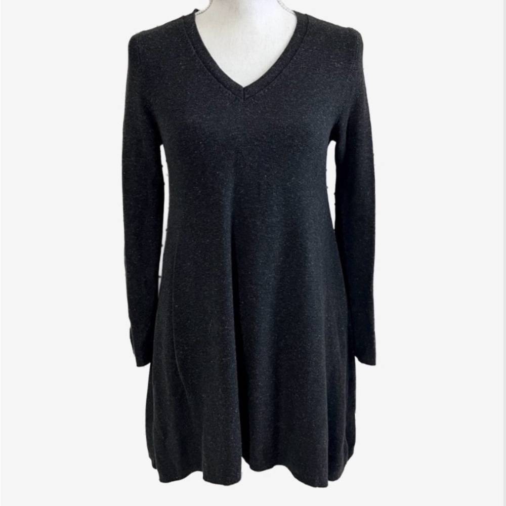 Eileen Fisher Long Sleeve Knit Dress Gray‎ V-neck Cotton Linen Blend Size S - Picture 10 of 10